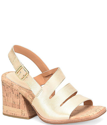 Kork-Ease Cate Leather Cork Block Heel Sandals