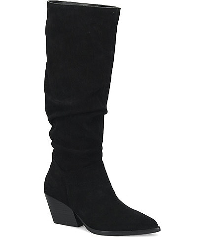 Kork-Ease Darlene Suede Slouch Shaft Pointed Toe Tall Boots