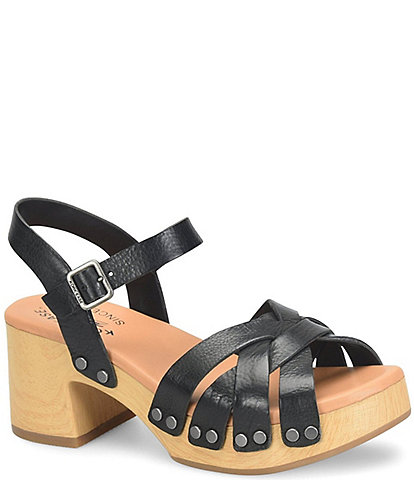 Kork-Ease Ester Strappy Leather Ankle Strap Block Heel Sandals