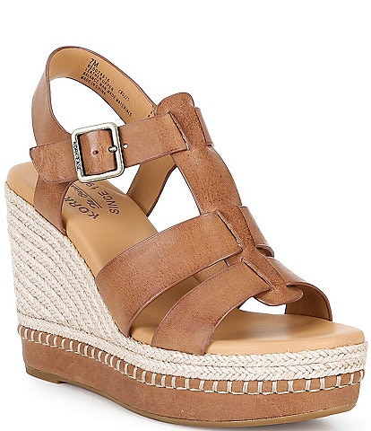 Kork-Ease Rayleigh Leather Platform Wedge Espadrille Sandals