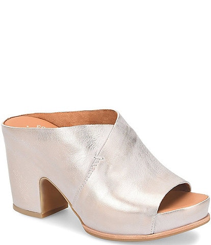 Kork-Ease Stowe Leather Block Heel Platform Slide Sandals