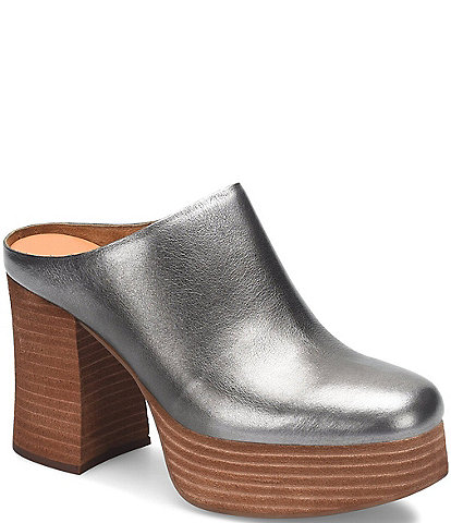 Kork-Ease Veronica Leather Platform Block Heel Clogs