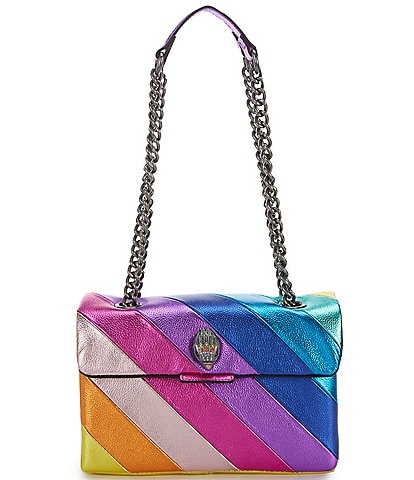  Kensington Metallic Rainbow Striped Leather Crossbody Bag