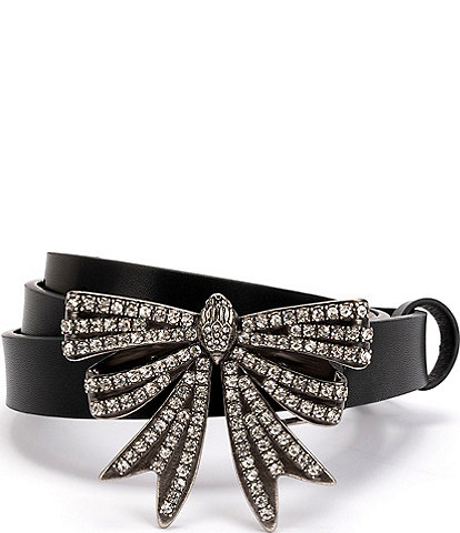 Kurt Geiger London .78 Crystal Bow Leather Belt