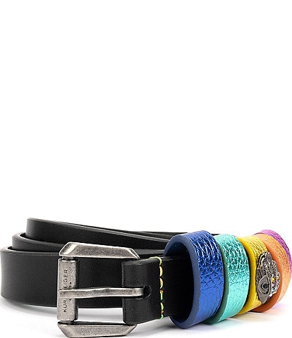 Kurt Geiger London 0.78" Rainbow Keeper Leather Belt