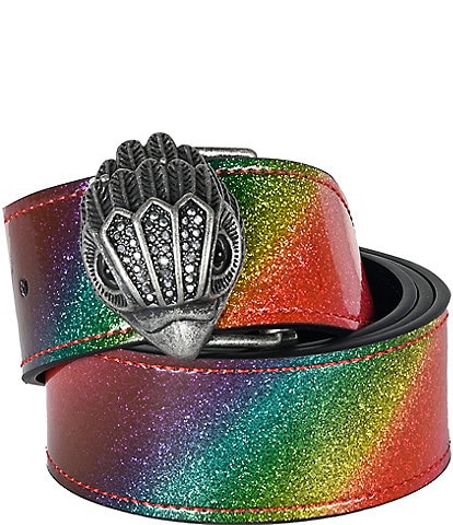 Kurt Geiger London 1.5" Eagle Buckle Metallic Rainbow Reversible Hip Belt