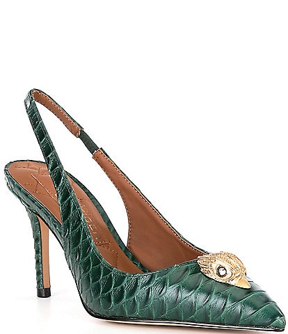 Kurt Geiger London Belgravia High Snake Print Leather Slingback Dress Pumps