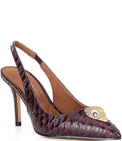 Kurt Geiger London Belgravia High Snake Print Leather Slingback Dress Pumps