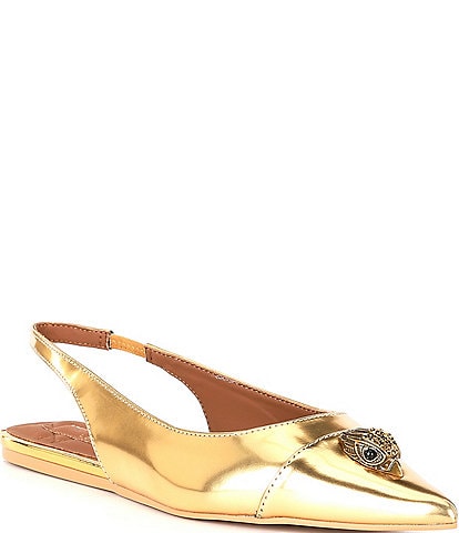 Kurt Geiger London Belgravia Metallic Leather Slingback Flats