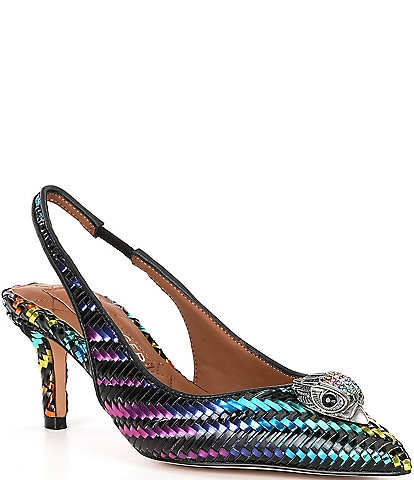 Kurt Geiger London Belgravia Woven Rainbow Leather Slingback Pumps