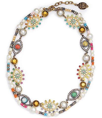 Kurt Geiger London Boho Evil Eye Pearl Short Multi-Strand Necklace