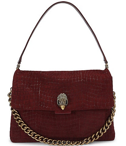Kurt Geiger London Celia XL Leather Croc Double Chain Handle Shoulder Bag