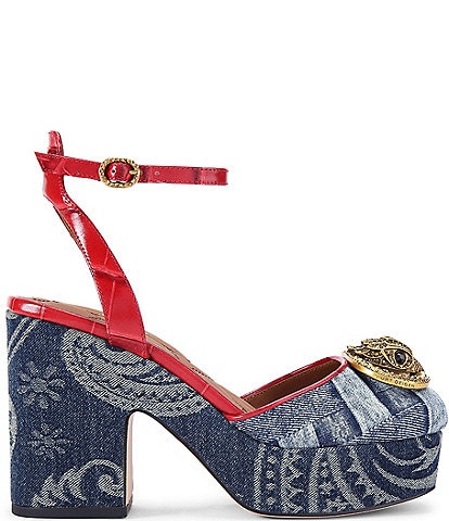 Kurt Geiger London Chelsea Denim Ankle Strap Platform Pumps