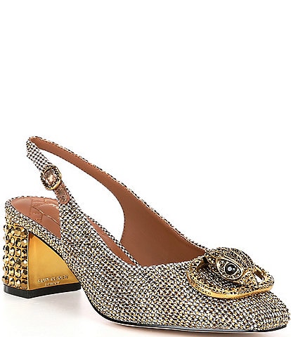 Kurt Geiger London Chelsea Embellished Block Heel Slingback Pumps