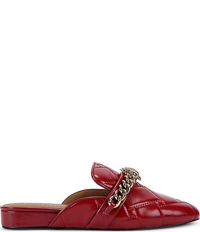 Kurt Geiger London Chelsea Quilted Patent Leather Chain Hardware Mules