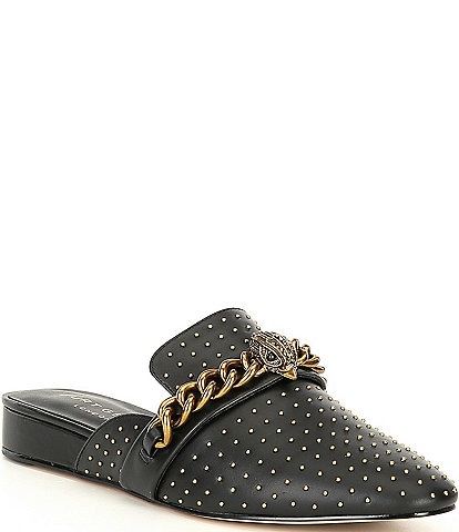 Kurt Geiger London Chelsea Leather Studded Chain Detail Mules