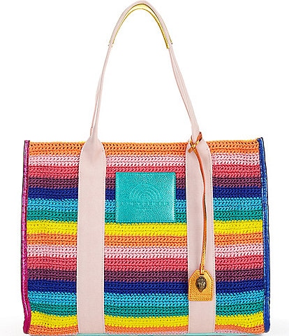 Kurt Geiger London Crochet Large Southbank Stripe Rainbow Tote Bag