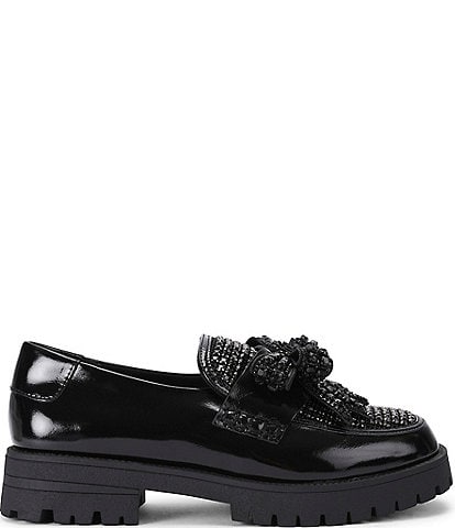 Kurt Geiger London Crystal Embellished Bow Leather Loafers
