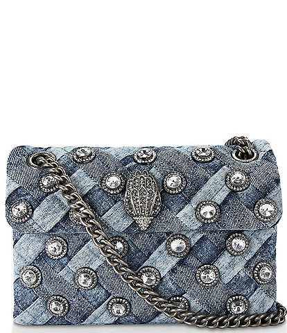 Kurt Geiger London Denim Crystal Embellished Mini Kensington Crossbody Bag