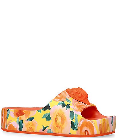 Kurt Geiger London Eagle Chunky Platform Floral Slide Sandals