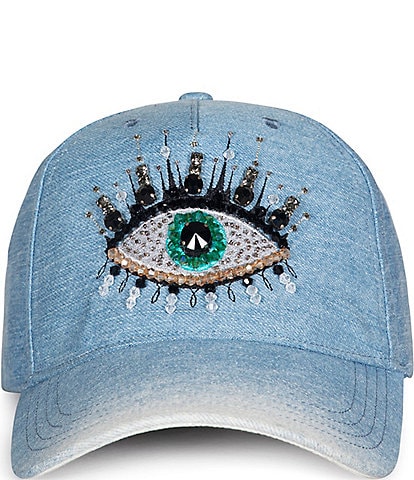 Kurt Geiger London Evil Eye Crystal Embellished Baseball Cap