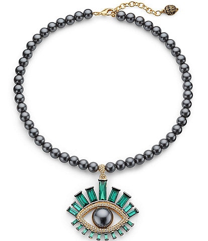 Kurt Geiger London Evil Eye Pearl and Crystal Short Pendant Necklace