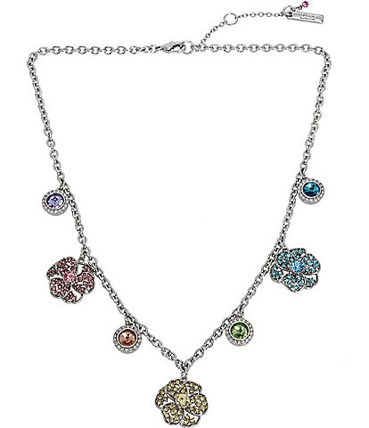 Kurt Geiger London Flower Charm Multi Stone Bib Collar Necklace