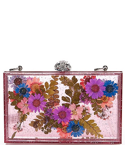 Kurt Geiger London Flowers Glitter Box Clutch Crossbody Bag