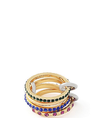 Kurt Geiger London Gemstone Linked Stacked Ring Set