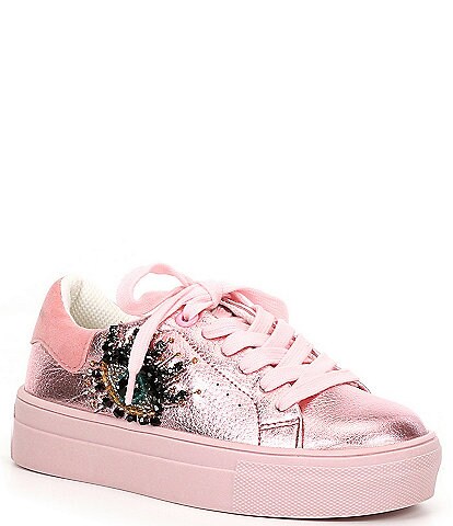 Kurt Geiger London Girls' Laney Crinkle Leather Eye Sneakers (Youth)