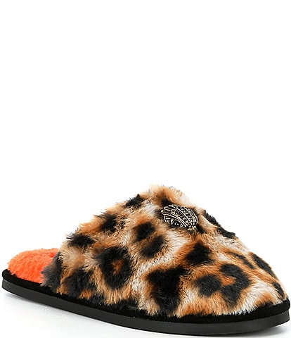 Kurt Geiger London Kensington Cheetah Print Faux Fur Slippers