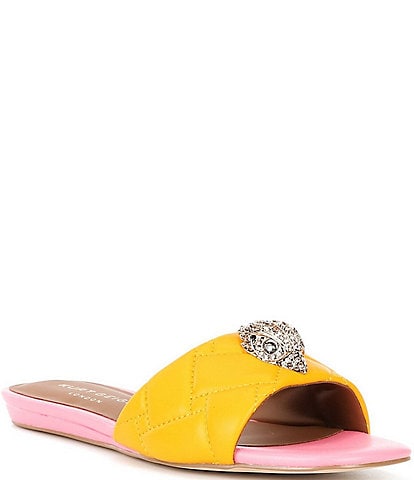 Kurt Geiger London Kensington Colorblock Leather Flat Slide Sandals