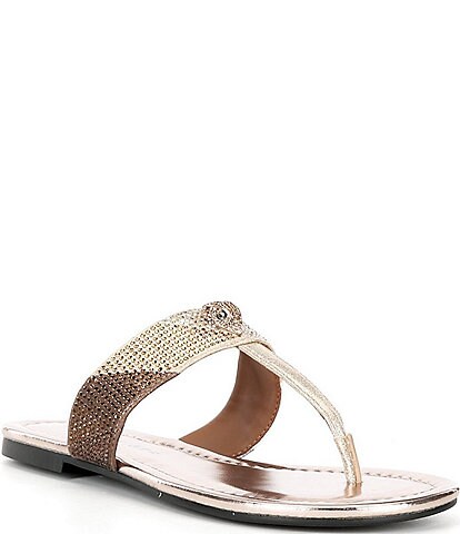 Kurt Geiger London Kensington Crystal Embellished Colorblock T-Bar Sandals