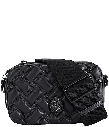 Kurt Geiger London Kensington Drench Black Quilted Leather Small Camera Crossbody Bag