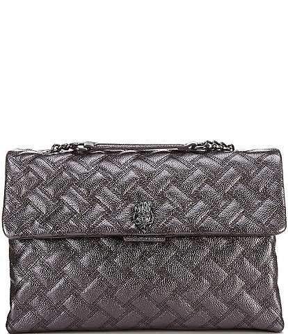 Kurt Geiger London Kensington Drench Metallic Gunmetal Quilted XXL Crossbody Bag