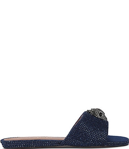 Kurt Geiger London Kensington Eagle Head Embellished Quilted Flat Slip On Sandals