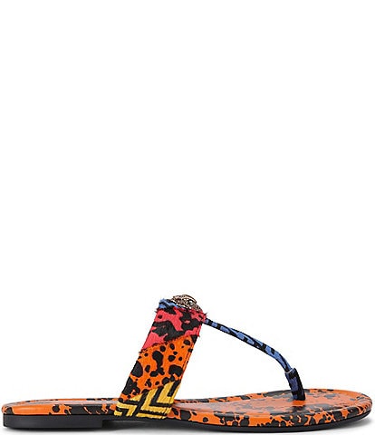 Kurt Geiger London Kensington Leather Animal Print T-Bar Sandals