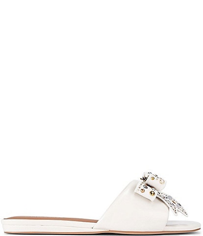 Kurt Geiger London Kensington Leather Bow Flat Slide Sandals