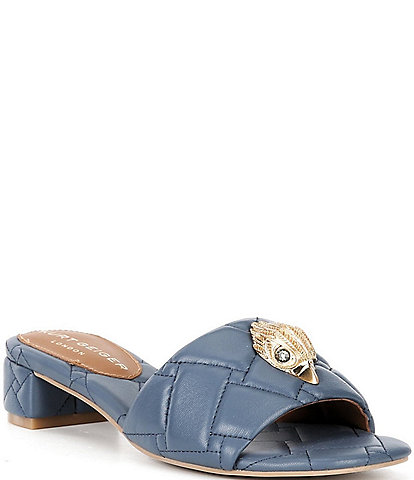 Kurt Geiger London Kensington Leather Quilted Low Mule Slides