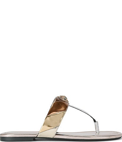 Kurt Geiger London Kensington Metallic Monochromatic T-Bar Sandals