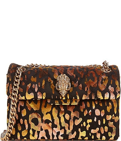 Kurt Geiger London Kensington Mini Crystal Velvet Leopard Crossbody Bag