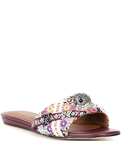 Kurt Geiger London Kensington Mixed Quilted Frayed Slide Sandals