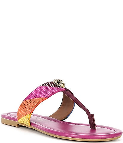Kurt Geiger London Kensington Q Crystal Embellished Swirl Print T-Bar Sandals