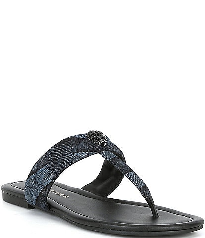 Kurt Geiger London Kensington Quilted Denim T-Bar Sandals