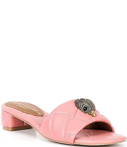 Kurt Geiger London Kensington Quilted Leather Block Heel Slide Sandals