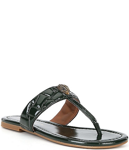 Kurt Geiger London Kensington Quilted Leather Eagle Head T-Bar Sandals