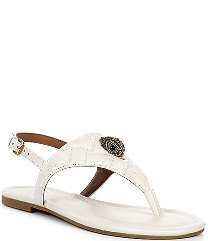 Kurt Geiger London Kensington Quilted Patent Flat Sling T-Bar Sandals