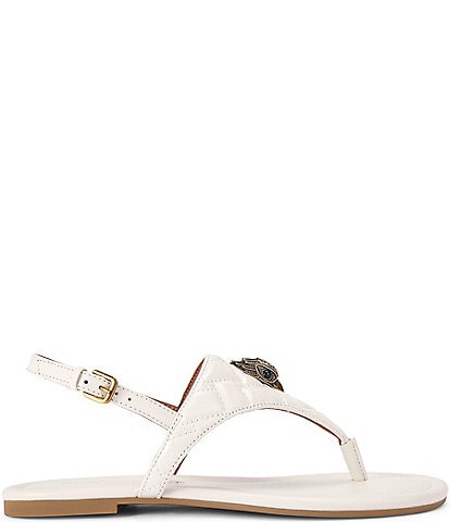 Kurt Geiger London Kensington Quilted Patent Flat Sling T-Bar Sandals