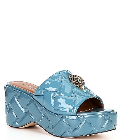 Kurt Geiger London Kensington Quilted Patent Leather Eagle Head Platform Sandals