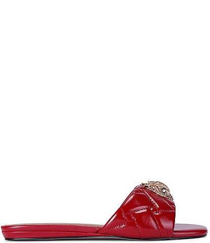 Kurt Geiger London Kensington Quilted Patent Leather Eagle Head Sandals